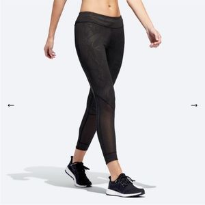 Adidas Black Running Leggings Mesh Panel Floral Tights Women Small NWT